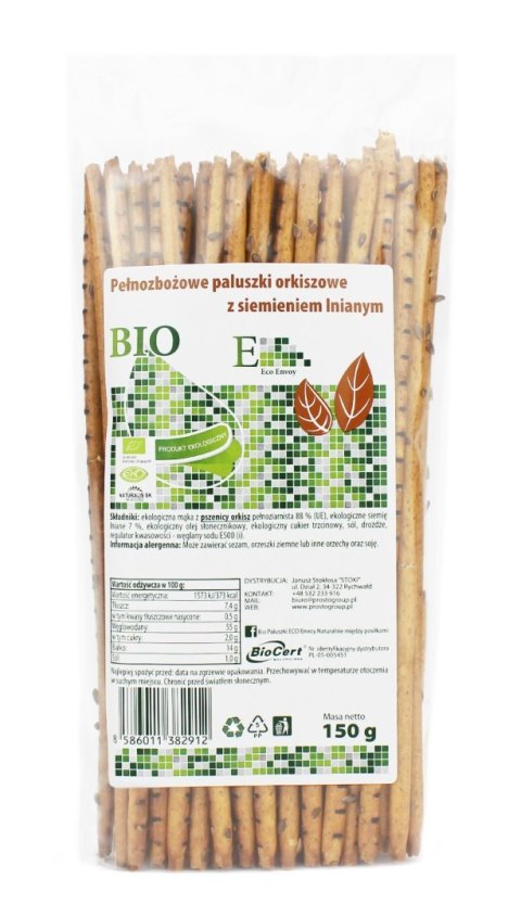 PALUSZKI ORKISZOWE PEŁNOZIARNISTE Z SIEMIENIEM LNIANYM BIO 150 g - ENVOY PALUSZKI BIO - ENVOY PALUSZKI ORKISZOWE PEŁNOZIARNISTE Z SIEMIENIEM LNIANYM BIO 150 g - ENVOY PALUSZKI BIO - ENVOY