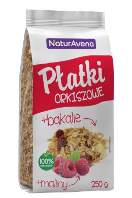 PŁATKI ORKISZOWE Z OWOCAMI TROPIKALNYMI, SŁONECZNIKIEM I MALINAMI 200 g - NATURAVENA NATURAVENA