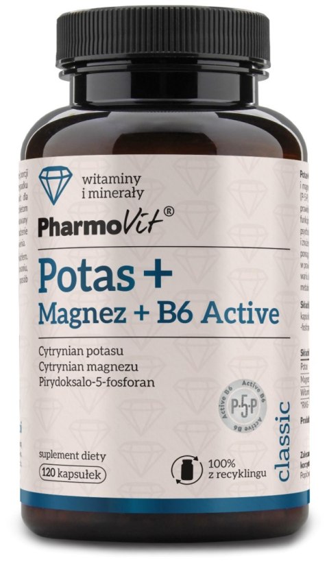 POTAS + MAGNEZ + WITAMINA B6 ACTIVE BEZGLUTENOWE 120 KAPSUŁEK - PHARMOVIT (CLASSIC) PHARMOVIT (suplementy diety) POTAS + MAGNEZ + WITAMINA B6 ACTIVE BEZGLUTENOWE 120 KAPSUŁEK - PHARMOVIT (CLASSIC) PHARMOVIT (suplementy diety)
