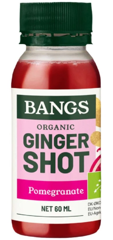 SHOT IMBIROWY Z GRANATEM BEZ DODATKU CUKRÓW BIO 60 ml - BANGS BANGS (shoty imbirowe) SHOT IMBIROWY Z GRANATEM BEZ DODATKU CUKRÓW BIO 60 ml - BANGS BANGS (shoty imbirowe)