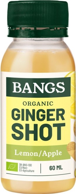 SHOT IMBIROWY Z JABŁKIEM I CYTRYNĄ BEZ DODATKU CUKRÓW BIO 60 ml - BANGS BANGS (shoty imbirowe)