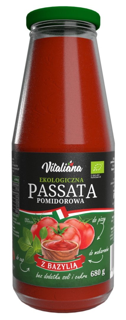 SOS POMIDOROWY PASSATA Z BAZYLIĄ BIO 680 g - VITALIANA VITALIANA SOS POMIDOROWY PASSATA Z BAZYLIĄ BIO 680 g - VITALIANA VITALIANA