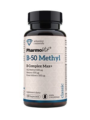 WITAMINA B-50 METHYL B-COMPLEX MAX+ BEZGLUTENOWA 60 KAPSUŁEK - PHARMOVIT (CLASSIC) PHARMOVIT (suplementy diety) WITAMINA B-50 METHYL B-COMPLEX MAX+ BEZGLUTENOWA 60 KAPSUŁEK - PHARMOVIT (CLASSIC) PHARMOVIT (suplementy diety)