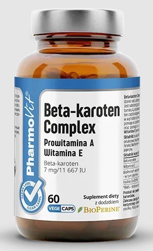BETA-KAROTEN COMPLEX BEZGLUTENOWY 60 KAPSUŁEK - PHARMOVIT (CLEAN LABEL) PHARMOVIT (suplementy diety) BETA-KAROTEN COMPLEX BEZGLUTENOWY 60 KAPSUŁEK - PHARMOVIT (CLEAN LABEL) PHARMOVIT (suplementy diety)