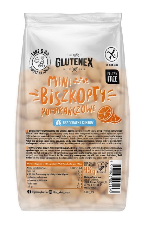 BISZKOPTY MINI POMARAŃCZOWE BEZ DODATKU CUKRÓW BEZGLUTENOWE 85 g - GLUTENEX GLUTENEX (chleby, ciastka, makarony) BISZKOPTY MINI POMARAŃCZOWE BEZ DODATKU CUKRÓW BEZGLUTENOWE 85 g - GLUTENEX GLUTENEX (chleby, ciastka, makarony)