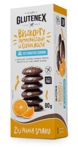 BISZKOPTY POMARAŃCZOWE W CZEKOLADZIE BEZ DODATKU CUKRÓW BEZGLUTENOWE 80 g - GLUTENEX GLUTENEX (chleby, ciastka, makarony)