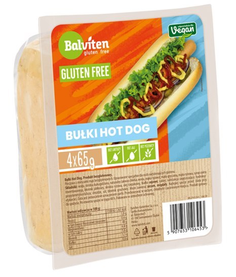 BUŁKI DO HOT DOGÓW BEZGLUTENOWE (4 szt.) 260 g - BALVITEN BALVITEN (chleby, mieszanki do wypieku) BUŁKI DO HOT DOGÓW BEZGLUTENOWE (4 szt.) 260 g - BALVITEN BALVITEN (chleby, mieszanki do wypieku)