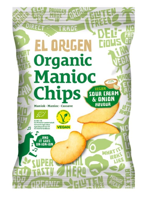 CHIPSY Z MANIOKU O SMAKU ŚMIETANKOWO - CEBULOWYM WEGAŃSKIE BEZGLUTENOWE BIO 60 g - EL ORIGEN EL ORIGEN (chipsy) CHIPSY Z MANIOKU O SMAKU ŚMIETANKOWO - CEBULOWYM WEGAŃSKIE BEZGLUTENOWE BIO 60 g - EL ORIGEN EL ORIGEN (chipsy)