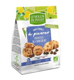 CIASTKA MINI Z DROPSAMI CZEKOLADOWYMI BIO 170 g - LE MOULIN DU PIVERT LE MOULIN DU PIVERT (ciastka, ciasteczka)