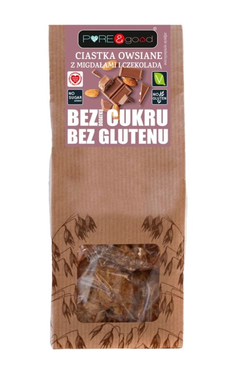 CIASTKA OWSIANE Z MIGDAŁAMI I CZEKOLADĄ BEZ DODATKU CUKRÓW BEZGLUTENOWE 150 g - PURE&GOOD PURE&GOOD (czekolady, ciastka, przetwory) CIASTKA OWSIANE Z MIGDAŁAMI I CZEKOLADĄ BEZ DODATKU CUKRÓW BEZGLUTENOWE 150 g - PURE&GOOD PURE&GOOD (czekolady, ciastka, przetwory)
