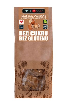 CIASTKA OWSIANE Z ORZECHAMI LASKOWYMI BEZ DODATKU CUKRÓW BEZGLUTENOWE 150 g - PURE&GOOD PURE&GOOD (czekolady, ciastka, przetwory)
