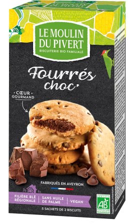 CIASTKA Z DROPSAMI CZEKOLADOWYMI BIO 150 g - LE MOULIN DU PIVERT LE MOULIN DU PIVERT (ciastka, ciasteczka)
