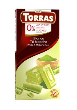 CZEKOLADA BIAŁA Z HERBATĄ MATCHA BEZ DODATKU CUKRÓW BEZGLUTENOWA 75 g - TORRAS TORRAS (czekolady bez dodatku cukru)