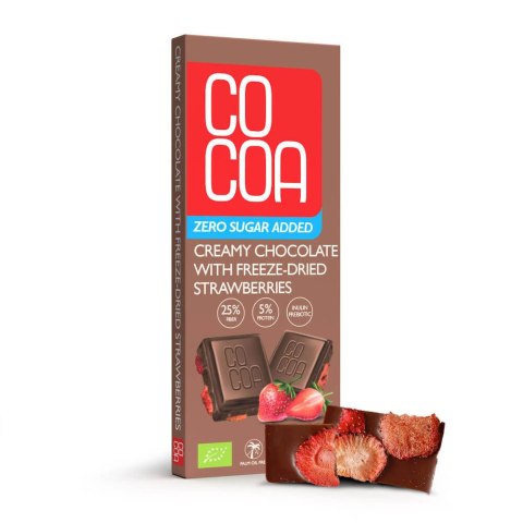 CZEKOLADA CREAMY Z TRUSKAWKAMI BEZ DODATKU CUKRÓW BIO 40 g - COCOA COCOA (czekolady i bakalie w surowej czekoladzie) CZEKOLADA CREAMY Z TRUSKAWKAMI BEZ DODATKU CUKRÓW BIO 40 g - COCOA COCOA (czekolady i bakalie w surowej czekoladzie)