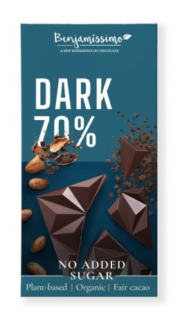 CZEKOLADA GORZKA 70 % BEZ DODATKU CUKRÓW BEZGLUTENOWA BIO 60 g - BENJAMISSIMO BENJAMISSIMO (czekolady, migdały, orzeszki)