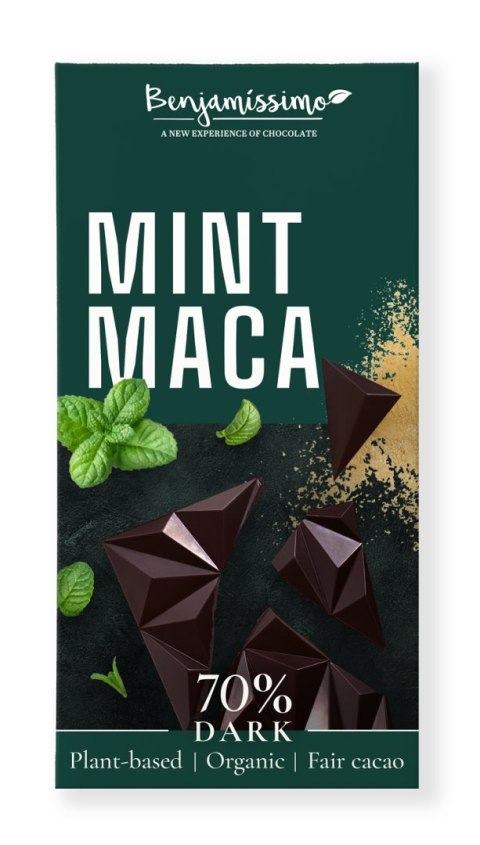 CZEKOLADA GORZKA MACA - MIĘTA BEZGLUTENOWA BIO 60 g - BENJAMISSIMO BENJAMISSIMO (czekolady, migdały, orzeszki) CZEKOLADA GORZKA MACA - MIĘTA BEZGLUTENOWA BIO 60 g - BENJAMISSIMO BENJAMISSIMO (czekolady, migdały, orzeszki)