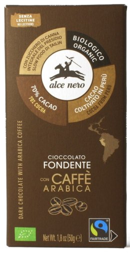 CZEKOLADA GORZKA Z KAWĄ FAIR TRADE BEZGLUTENOWA BIO 50 g - ALCE NERO ALCE NERO (włoskie produkty)