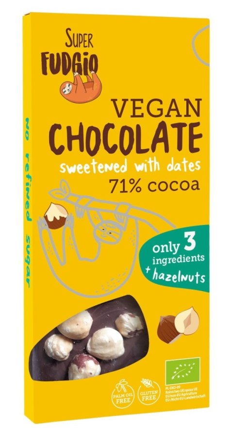 CZEKOLADA SŁODZONA DAKTYLAMI Z ORZECHAMI LASKOWYMI BEZGLUTENOWA BIO 100 g - ME GUSTO (SUPER FUDGIO) ME GUSTO (krówki wegańskie, czekolady, wafelki) CZEKOLADA SŁODZONA DAKTYLAMI Z ORZECHAMI LASKOWYMI BEZGLUTENOWA BIO 100 g - ME GUSTO (SUPER FUDGIO) ME GUSTO (krówki wegańskie, czekolady, wafelki)
