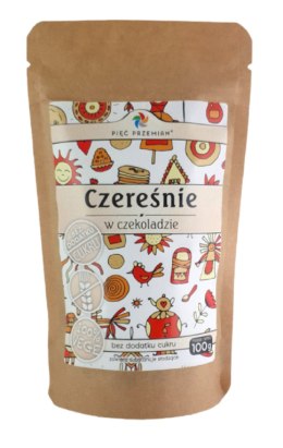CZEREŚNIE W CZEKOLADZIE BEZ DODATKU CUKRÓW BEZGLUTENOWE 100 g - PIĘĆ PRZEMIAN PIĘĆ PRZEMIAN (produkty spożywcze)