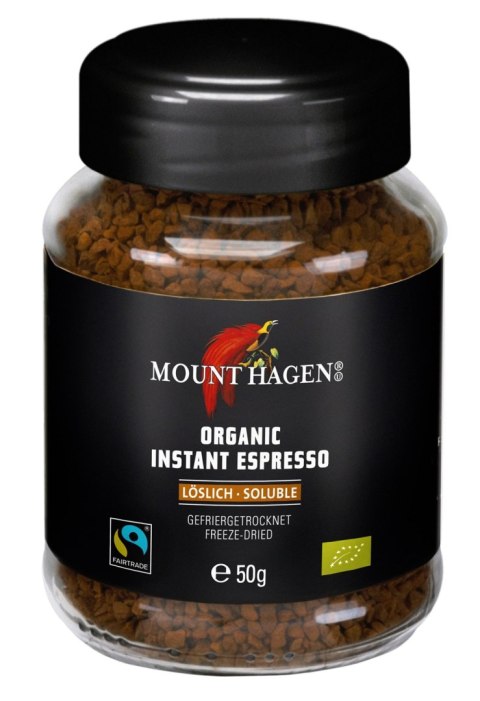 KAWA ROZPUSZCZALNA LIOFILIZOWANA ARABICA/ROBUSTA ESPRESSO FAIR TRADE BIO 50 g - MOUNT HAGEN MOUNT HAGEN (kawy) KAWA ROZPUSZCZALNA LIOFILIZOWANA ARABICA/ROBUSTA ESPRESSO FAIR TRADE BIO 50 g - MOUNT HAGEN MOUNT HAGEN (kawy)