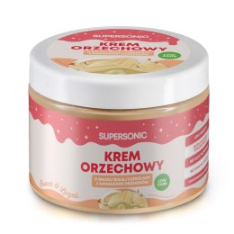 KREM ORZECHOWY O SMAKU BIAŁEJ CZEKOLADY Z CHRUPIĄCYMI KAWAŁKAMI ORZESZKÓW BEZ DODATKU CUKRÓW 250 g - SUPERSONIC SUPERSONIC (kremy orzechowe)