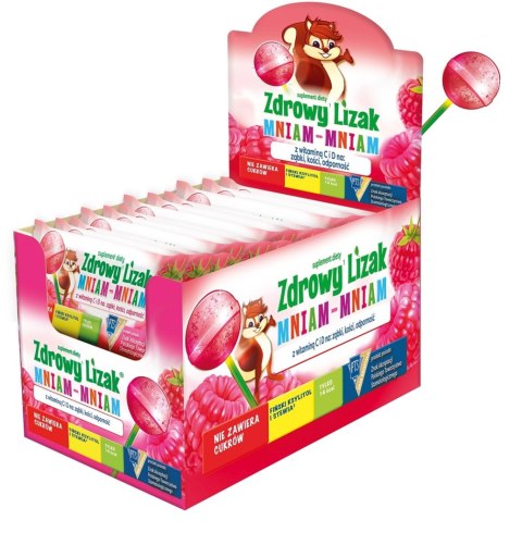 LIZAK KULKA O SMAKU MALINOWYM Z WITAMINĄ D I C BEZGLUTENOWY 6 g - MNIAM MNIAM STARPHARMA MNIAM MNIAM STARPHARMA (lizaki) LIZAK KULKA O SMAKU MALINOWYM Z WITAMINĄ D I C BEZGLUTENOWY 6 g - MNIAM MNIAM STARPHARMA MNIAM MNIAM STARPHARMA (lizaki)