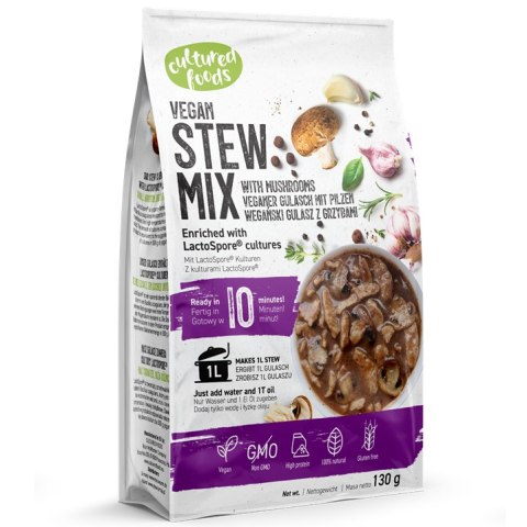 MIESZANKA NA GULASZ WEGAŃSKI Z GRZYBAMI BEZGLUTENOWY 130 g - CULTURED FOODS CULTURED FOODS (zamienniki wegańskie) MIESZANKA NA GULASZ WEGAŃSKI Z GRZYBAMI BEZGLUTENOWY 130 g - CULTURED FOODS CULTURED FOODS (zamienniki wegańskie)