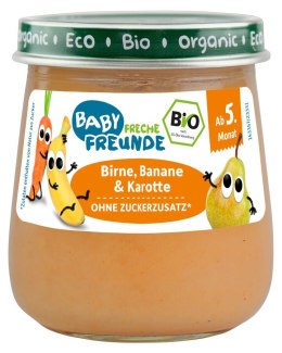 MUS GRUSZKA - BANAN - MARCHEW BEZ DODATKU CUKRÓW BEZGLUTENOWY OD 5 MIESIĄCA BIO 120 g - FRECHE FREUNDE FRECHE FREUNDE (musy owocowe, przekąski)