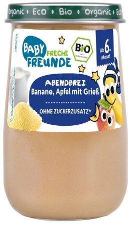 MUS MLECZNY BANAN - SEMOLINA - JABŁKO BEZ DODATKU CUKRÓW OD 6 MIESIĄCA BIO 190 g - FRECHE FREUNDE FRECHE FREUNDE (musy owocowe, przekąski)