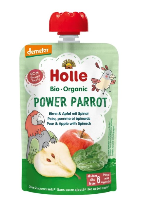 MUS SILNA PAPUGA (GRUSZKA - JABŁKO - SZPINAK) BEZ DODATKU CUKRÓW BEZGLUTENOWY OD 6 MIESIĄCA DEMETER BIO 100 g - HOLLE HOLLE (żywność dla niemowląt) MUS SILNA PAPUGA (GRUSZKA - JABŁKO - SZPINAK) BEZ DODATKU CUKRÓW BEZGLUTENOWY OD 6 MIESIĄCA DEMETER BIO 100 g - HOLLE HOLLE (żywność dla niemowląt)