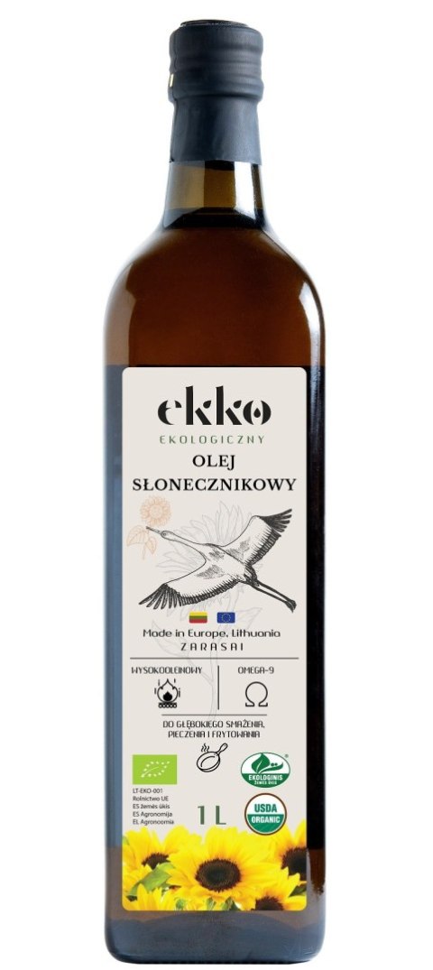 OLEJ SŁONECZNIKOWY DO GOTOWANIA I SMAŻENIA TŁOCZONY NA ZIMNO BIO 1 L (SZKŁO) - EKKO EKKO (oleje) OLEJ SŁONECZNIKOWY DO GOTOWANIA I SMAŻENIA TŁOCZONY NA ZIMNO BIO 1 L (SZKŁO) - EKKO EKKO (oleje)