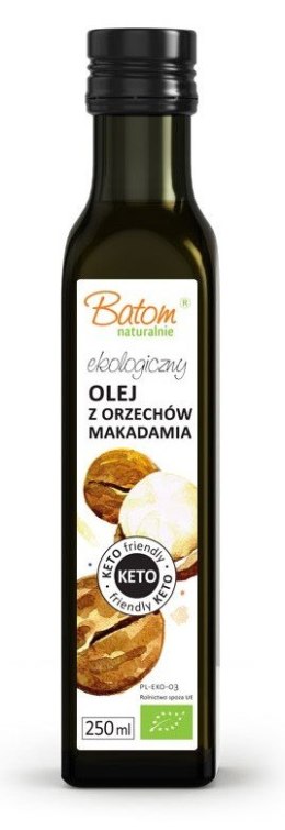 OLEJ Z ORZECHÓW MAKADAMIA TŁOCZONY NA ZIMNO KETO BIO 250 ml - BATOM BATOM (oleje, soki, sole kąpielowe)