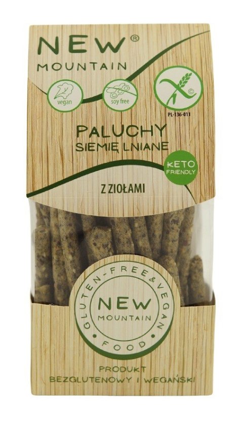 PALUCHY Z SIEMIENIEM LNIANYM I ZIOŁAMI BEZGLUTENOWE 200 g - NEW MOUNTAIN NEW MOUNTAIN (bezglutenowe-ciastka,bezy,paluchy) PALUCHY Z SIEMIENIEM LNIANYM I ZIOŁAMI BEZGLUTENOWE 200 g - NEW MOUNTAIN NEW MOUNTAIN (bezglutenowe-ciastka,bezy,paluchy)