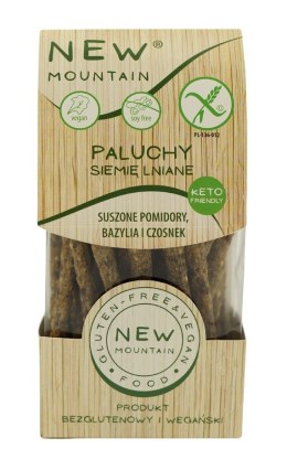 PALUCHY Z SIEMIENIEM LNIANYM, POMIDORAMI, CZOSNKIEM I BAZYLIĄ BEZGLUTENOWE 200 g - NEW MOUNTAIN NEW MOUNTAIN (bezglutenowe-ciastka,bezy,paluchy)
