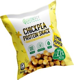 PRZEKĄSKA PROTEINOWA Z CIECIERZYCY O SMAKU CYTRYNY I PIEPRZU 50 g - GREENERGY GREENERGY (chipsy, przekąski)