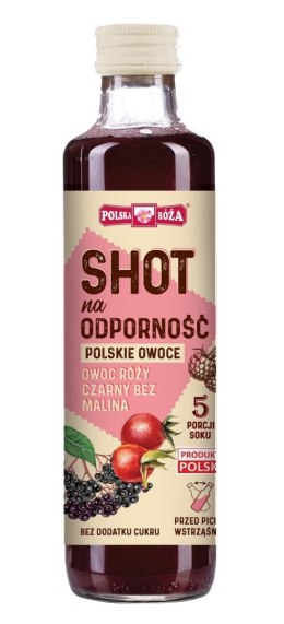 SHOT NA ODPORNOŚĆ NFC OWOC RÓŻY - CZARNY BEZ - MALINA BEZ DODATKU CUKRÓW 250 ml - POLSKA RÓŻA POLSKA RÓŻA (soki owocowe, syropy, shoty)