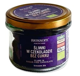 ŚLIWKI KALIFORNIJSKIE W CZEKOLADZIE BEZ DODATKU CUKRÓW BEZGLUTENOWE BIO 125 g - BIOSSOM BIOSSOM (przekąski)