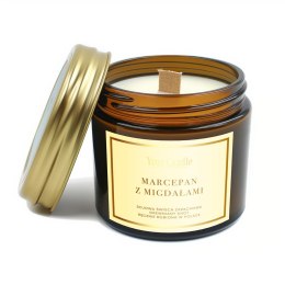 ŚWIECA SOJOWA ZAPACHOWA Z DREWNIANYM KNOTEM MARCEPAN Z MIGDAŁAMI 120 ml - YOUR CANDLE YOUR CANDLE (świece, olejki eteryczne)