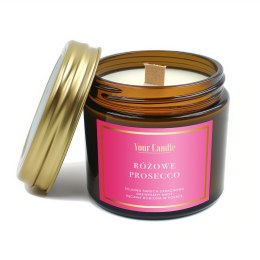 ŚWIECA SOJOWA ZAPACHOWA Z DREWNIANYM KNOTEM RÓŻOWE PROSECCO 120 ml - YOUR CANDLE YOUR CANDLE (świece, olejki eteryczne)