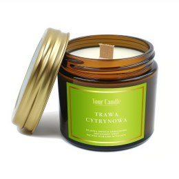 ŚWIECA SOJOWA ZAPACHOWA Z DREWNIANYM KNOTEM TRAWA CYTRYNOWA 120 ml - YOUR CANDLE YOUR CANDLE (świece, olejki eteryczne)