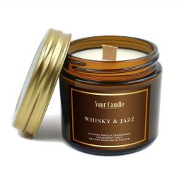 ŚWIECA SOJOWA ZAPACHOWA Z DREWNIANYM KNOTEM WHISKY & JAZZ 120 ml - YOUR CANDLE YOUR CANDLE (świece, olejki eteryczne)
