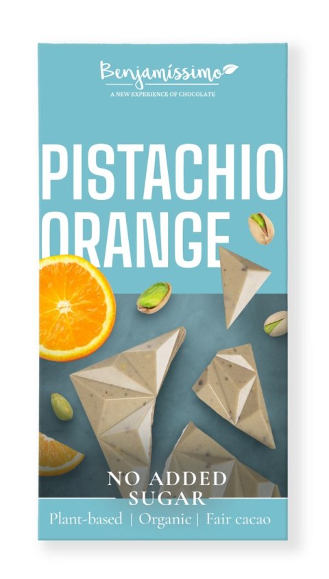 TABLICZKA KAKAOWA PISTACJE - POMARAŃCZA BEZ DODATKU CUKRÓW BEZGLUTENOWA BIO 60 g - BENJAMISSIMO BENJAMISSIMO (czekolady, migdały, orzeszki) TABLICZKA KAKAOWA PISTACJE - POMARAŃCZA BEZ DODATKU CUKRÓW BEZGLUTENOWA BIO 60 g - BENJAMISSIMO BENJAMISSIMO (czekolady, migdały, orzeszki)