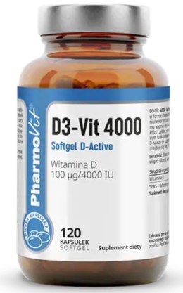 WITAMINA D3-VIT 100 µg (4000 j.m) BEZGLUTENOWA 120 KAPSUŁEK - PHARMOVIT (CLEAN LABEL) PHARMOVIT (suplementy diety)