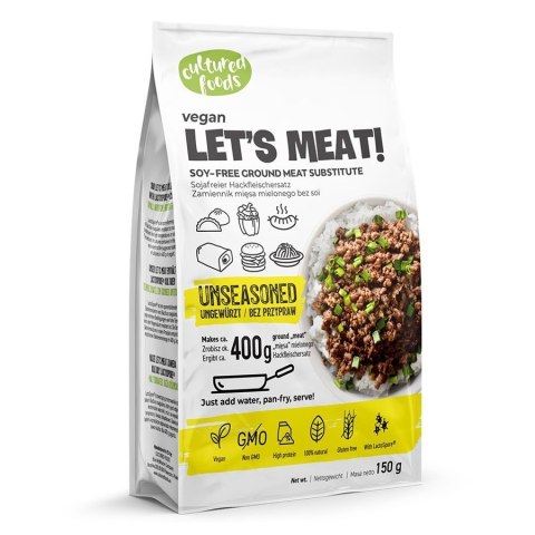 ZAMIENNIK MIĘSA MIELONEGO BEZ PRZYPRAW BEZGLUTENOWY 150 g - CULTURED FOODS CULTURED FOODS (zamienniki wegańskie) ZAMIENNIK MIĘSA MIELONEGO BEZ PRZYPRAW BEZGLUTENOWY 150 g - CULTURED FOODS CULTURED FOODS (zamienniki wegańskie)