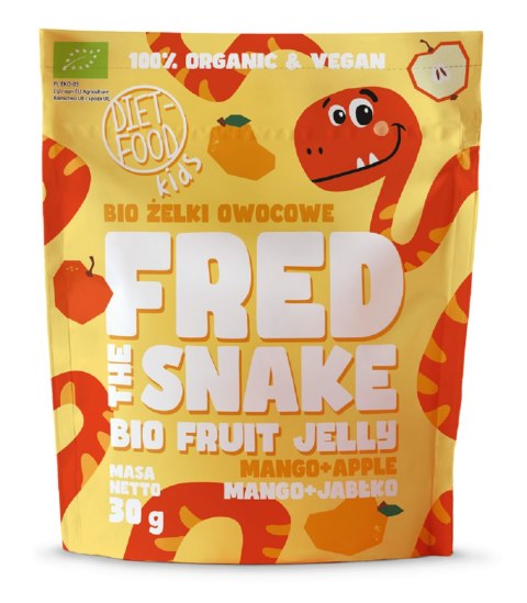ŻELKI MANGO - JABŁKO BEZ ŻELATYNY BIO 30 g - DIET-FOOD (FRED THE SNAKE) DIET-FOOD ŻELKI MANGO - JABŁKO BEZ ŻELATYNY BIO 30 g - DIET-FOOD (FRED THE SNAKE) DIET-FOOD