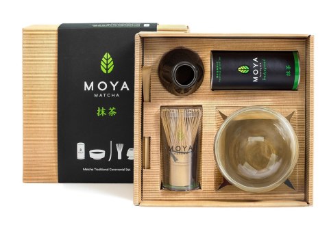 ZESTAW CEREMONIALNY DO MATCHY ZE SZKLANĄ CZARKĄ - MOYA MATCHA MOYA MATCHA (herbaty zielone, matcha) ZESTAW CEREMONIALNY DO MATCHY ZE SZKLANĄ CZARKĄ - MOYA MATCHA MOYA MATCHA (herbaty zielone, matcha)