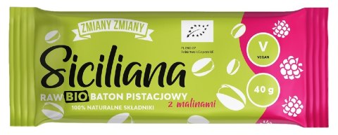 BATON PISTACJOWY Z MALINAMI "SICILIANA RAW" BEZGLUTENOWY BIO 40 g - ZMIANY ZMIANY ZMIANY ZMIANY (batony) BATON PISTACJOWY Z MALINAMI "SICILIANA RAW" BEZGLUTENOWY BIO 40 g - ZMIANY ZMIANY ZMIANY ZMIANY (batony)