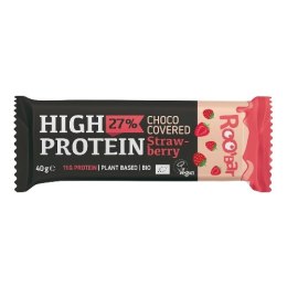 BATON PROTEINOWY TRUSKAWKOWY W POLEWIE RÓŻOWEJ BIO 40 g - ROOBAR ROOBAR (batony, batony proteinowe)
