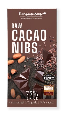 CZEKOLADA GORZKA Z ZIARNAMI KAKAOWCA BEZGLUTENOWA BIO 60 g - BENJAMISSIMO BENJAMISSIMO (czekolady, migdały, orzeszki)