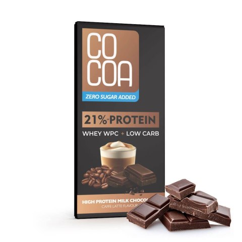 CZEKOLADA MLECZNA PROTEINOWA LATTE Z BIAŁKIEM WPC BEZ DODATKU CUKRÓW 65 g - COCOA COCOA (czekolady i bakalie w surowej czekoladzie) CZEKOLADA MLECZNA PROTEINOWA LATTE Z BIAŁKIEM WPC BEZ DODATKU CUKRÓW 65 g - COCOA COCOA (czekolady i bakalie w surowej czekoladzie)